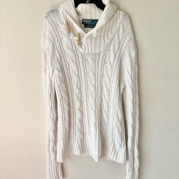 Polo Ralph Lauren Sweaters - Polo Ralph Lauren White Linen Pima Cotton Cable Knit Sweater